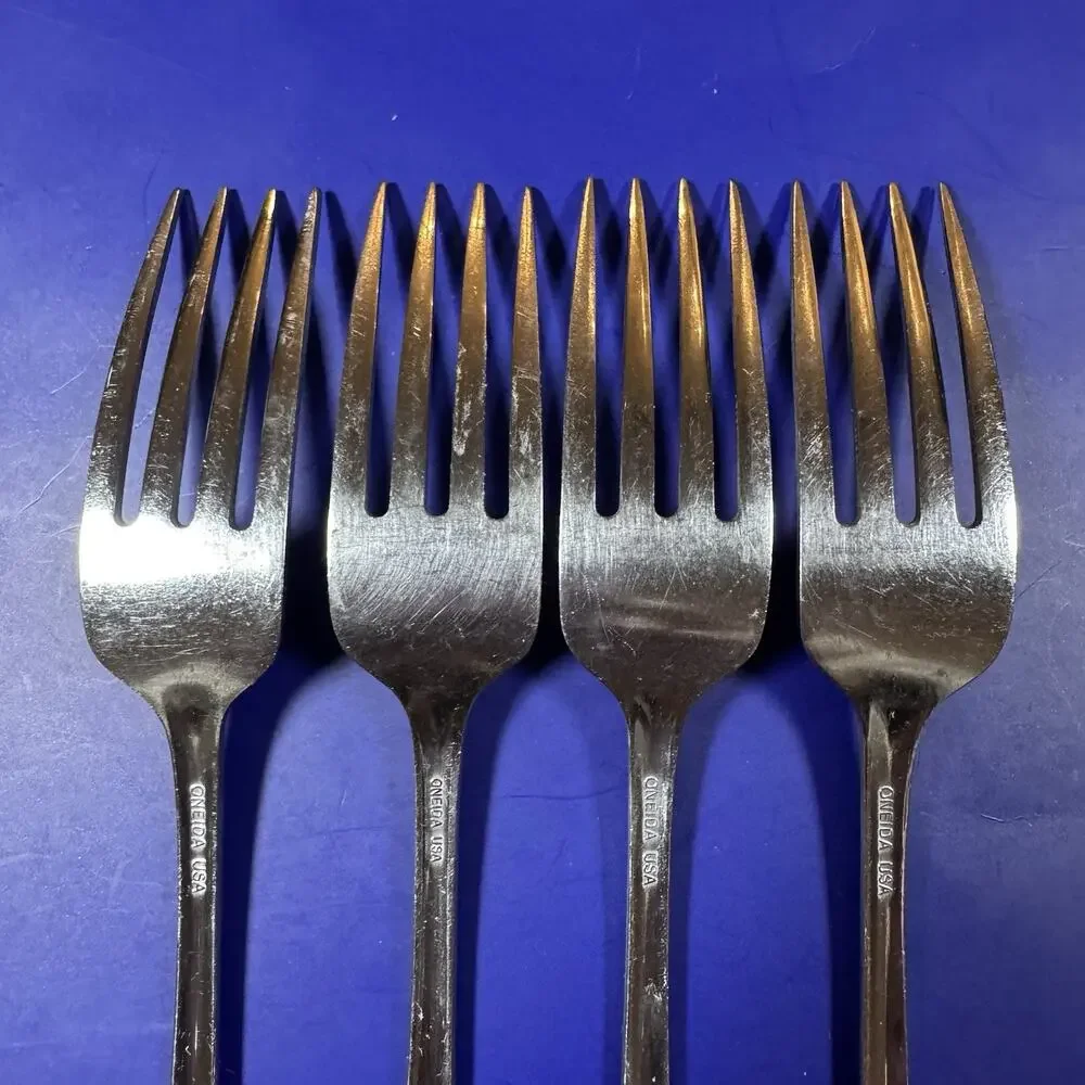 Oneida Bancroft Stainless Steel Dinner Forks 7 3/8” Set of 4 USA